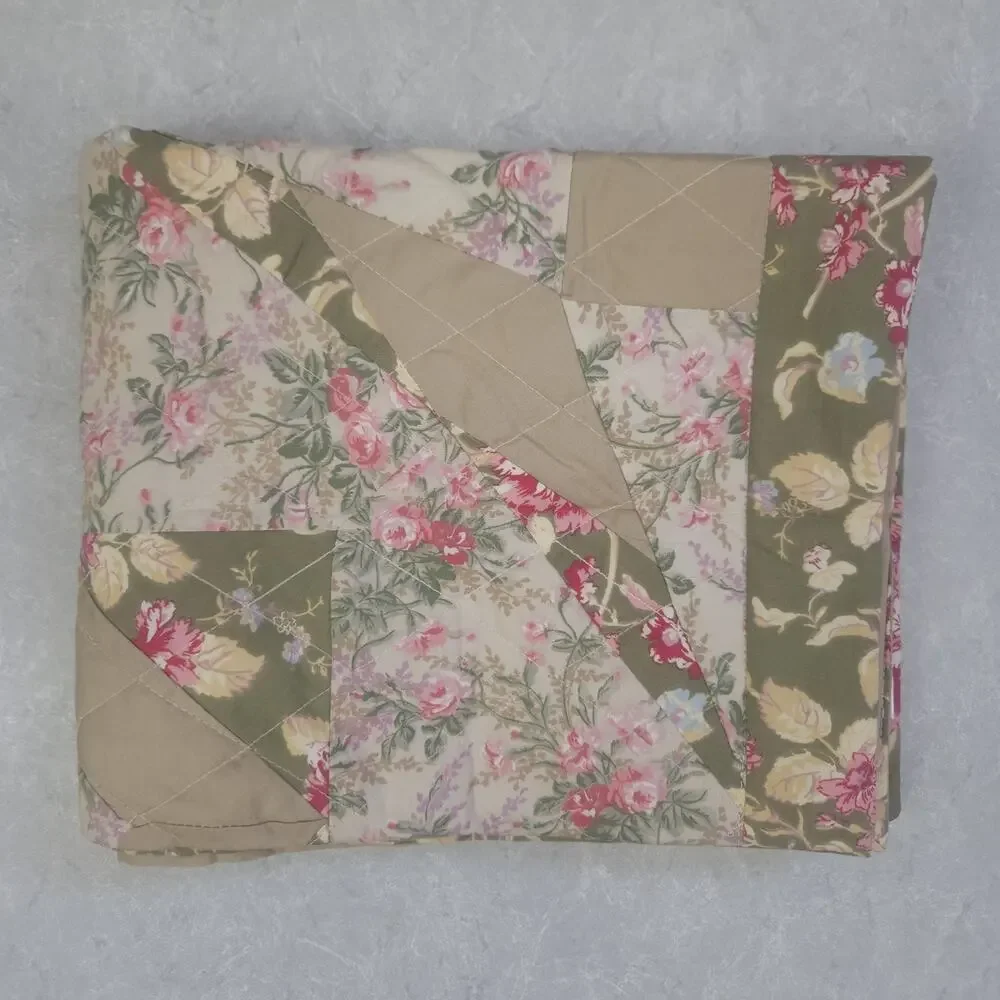 Patchwork Pillow Sham KING Quilted Floral Cottage Farmhouse Shabby Country 1pc